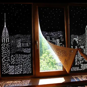 

Unique Polyester Curtain Incredible Elegant Delicate City Night View Designs Blackout Hole Curtains With Holes Curtain Bedroom