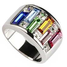 Azul verde rosa rojo orange cubic zirconia anillo plateado r405 sz6 7 8 9 Joyería Europea Cumpleaños Fiesta de la Boda de Calidad Superior
