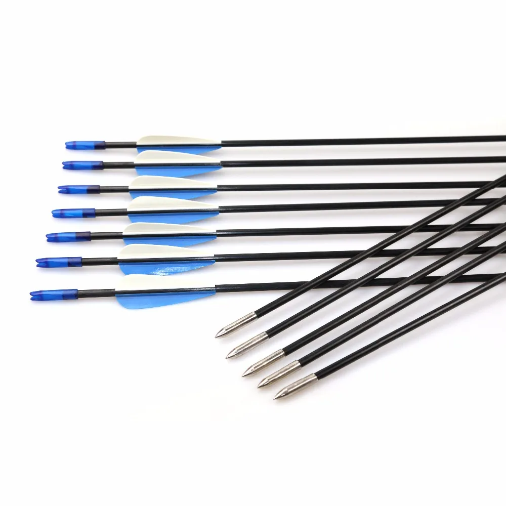 12/24pcs 6mm 31 Inches Archery Fiberglass Arrows with Plastic Feather