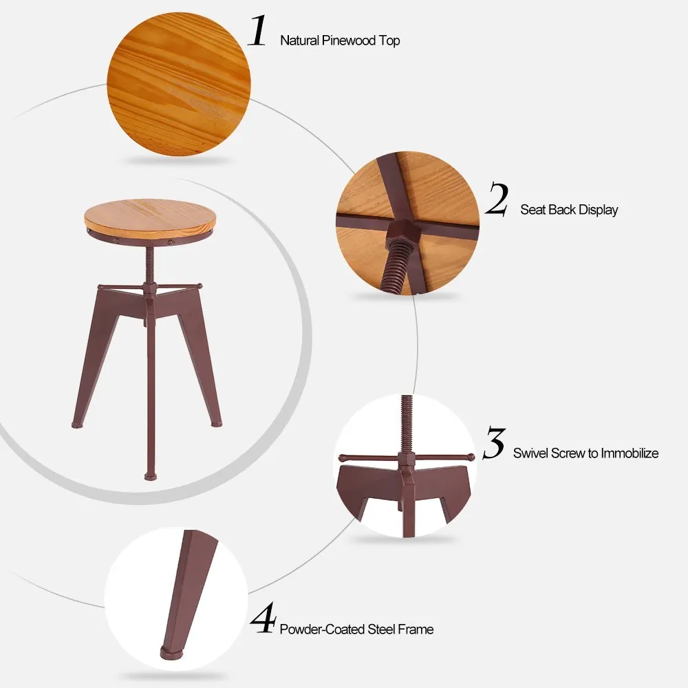 Металлический регулируемый по высоте вращающийся промышленные стильный барный стул Pinewood топ кухня обеденный стул бартабурет