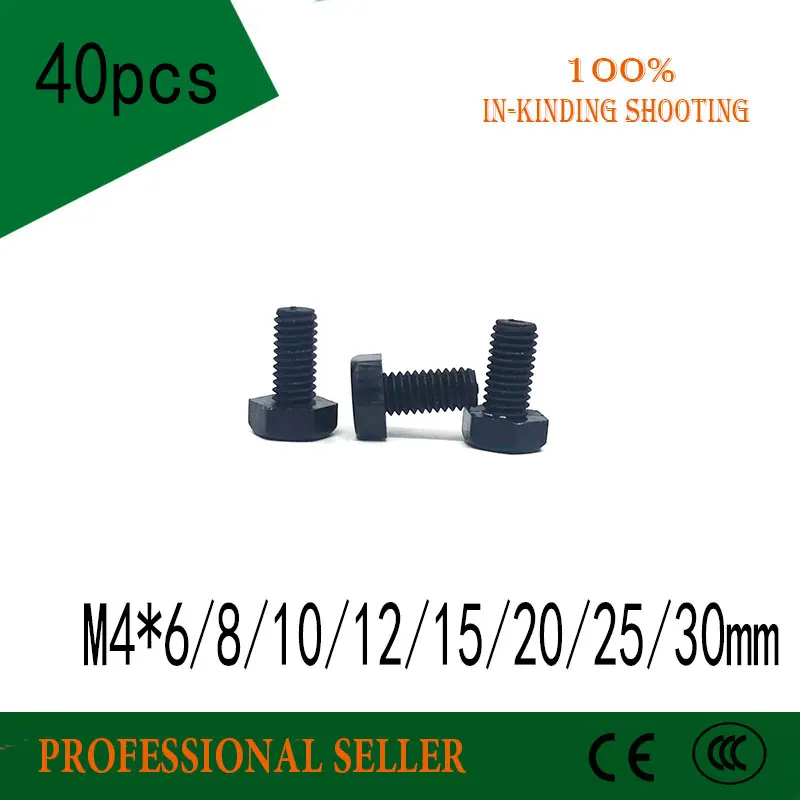 

40pcs M4*6/8/10/12/15/20/25/30mm Black Plastic Nylon External Hex Screw Outside Hexagon Machine Screws Hex Bolts