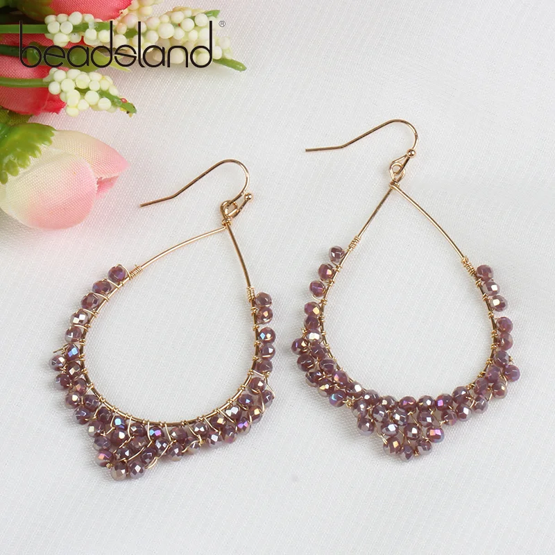

Beadsland Bohomia Glass Beads Wrapped Waterdrop Drop Earrings Fashionable Elegent Design Women Girl Gift 38751