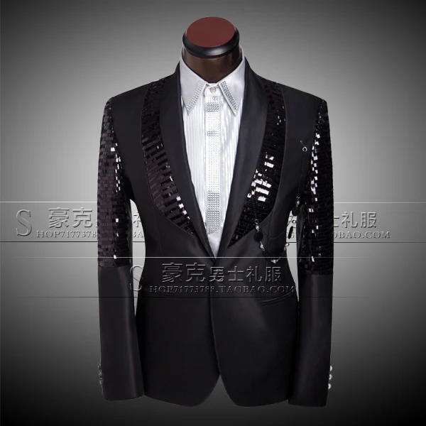 2014 Plus Size Shiny Prom Sequin Dress Groom wedding suits for men