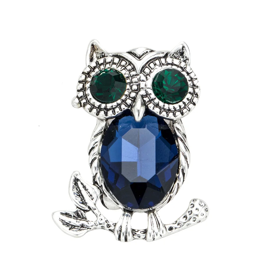 

Fashion Crystal Owl Brooch Pin For Women Animal Rhinestone jewelry hijab lapel scarf broches kids festival gifts high quality
