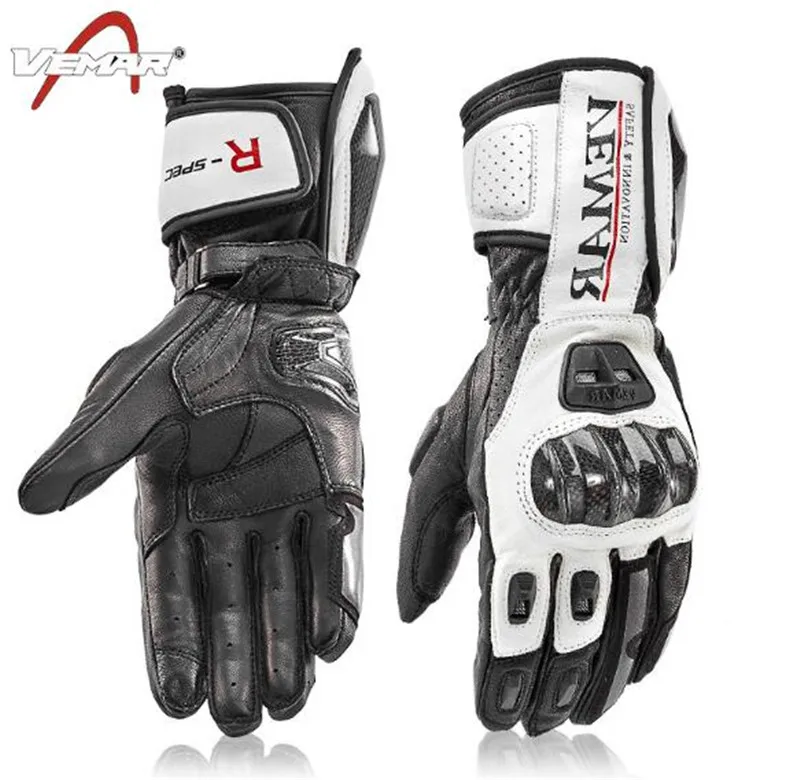 

VEMAR Motorcycle Riding Leather Gloves Motorcycle Long Carbon Fiber Shell Gloves Men's Winter Dropping Windproof Touch Screen Gl