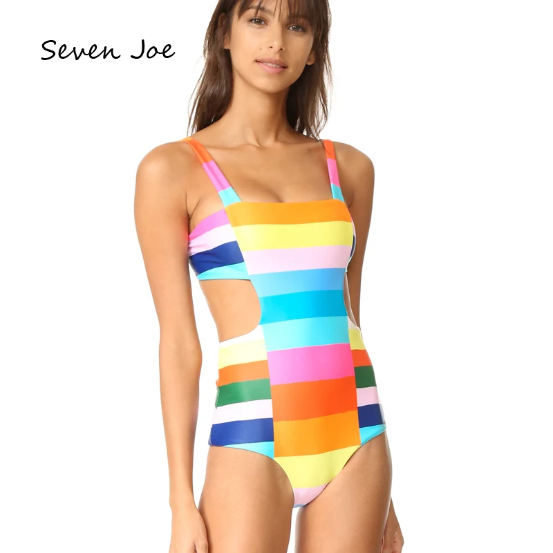 rainbow stripe swimsuit