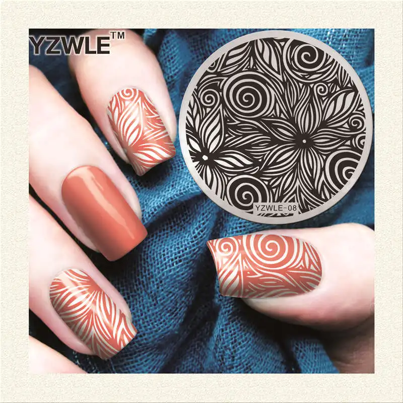 

2019 New Arrive!! Hand-painted Flower Design YZWLE Nail Art Stamping Plate Best Quality Stainless Steel Nail Art Image Template