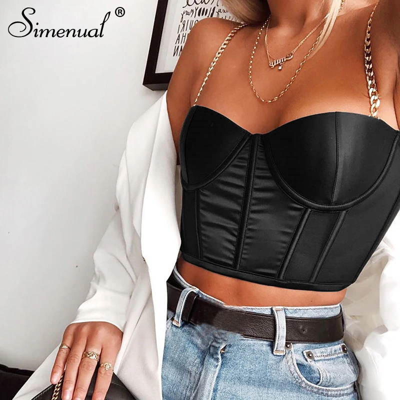 

Simenual Chain strap sexy hot vintage camis women sleeveless skinny crop tops summer 2019 fashion tank top harajuku female cloth