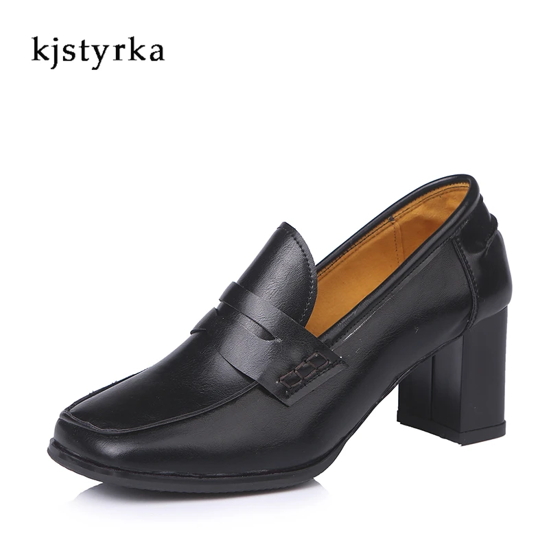 

kjstyrka 2018 women pumps Oxfords 2017 Platform Shoes Woman Casual Creepers Slip On High Heels black Women Shoes