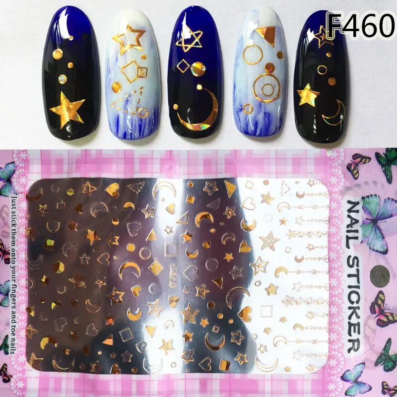 Nail Art sticker s Flowers 1 лист Lavander Nail wrap sticker ультратонкие наклейки для ногтей-12 наклеек s - Цвет: F460