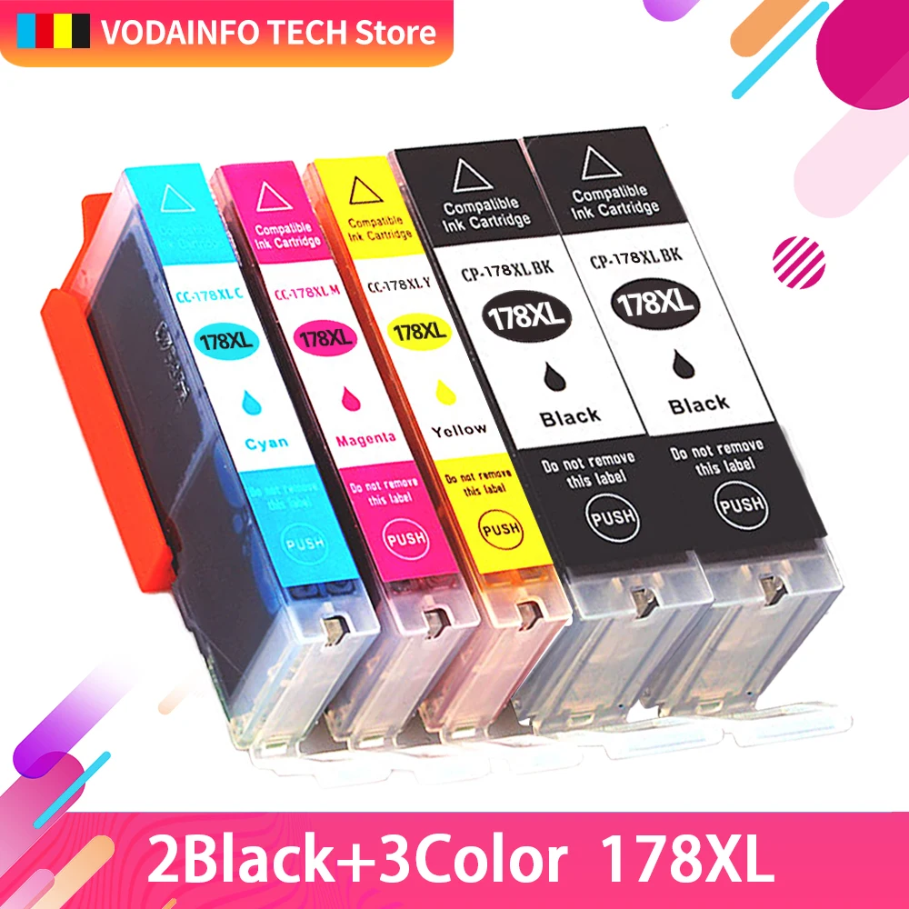 QSYRAINBOW 5PK совместимый чернильный картридж для hp 178 Для hp 178 178XL Photosmart 5510 5515 6510 7510 B109a B109n B110a принтер