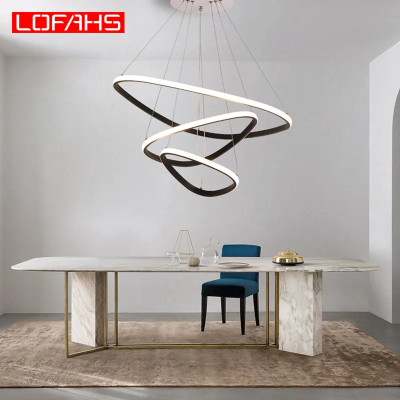 

Modern LED Chandelier Aluminum triangle ring chandelierr Lighting Circle for Living Room Dining Room Business Club kitchen