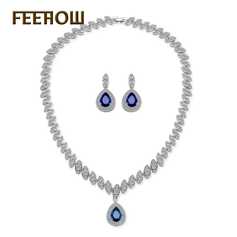 FEEHOW font b Luxury b font Marquise Cubic Zirconia Surrounded font b Jewelry b font Set