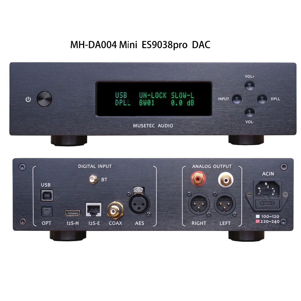 K.s аудио MH-DA004Mini ES9038pro флагманский аудио декодер Bluetooth/AES/коаксиальный/оптический/USB/несимметричный I2S/сбалансированный I2S вход