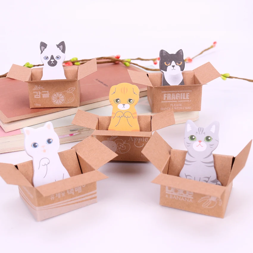 

5PCS/lot Korean Mini Cartoon Animal Random Bookmark Kawaii Cat DIY Sticky Memo Pad Sticky Notes Bookmark School Stationery