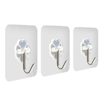 

5PCs Transparent Strong Self-adhesive Door Hangers Wall Towel Mop Hand Bag Hooks For Hanging Kitchen Bathroom Accessories