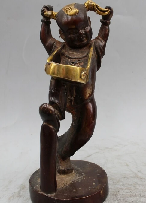 

Details about 8"China Chinese Folk Art Bronze Gild Lucky Boy perform Drums and gongs Statue R0715 Discount 35%