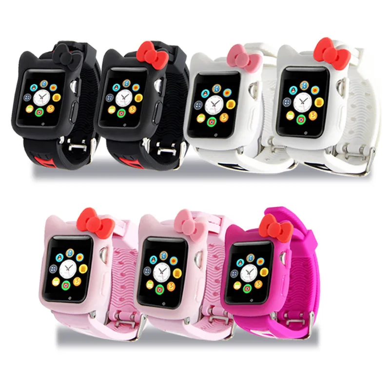 Милый мягкий силиконовый чехол для Apple Watch Hello kitty 2 в 1 для Apple Watch 3/2/1, мультяшный чехол для Iwatch 38/42 мм