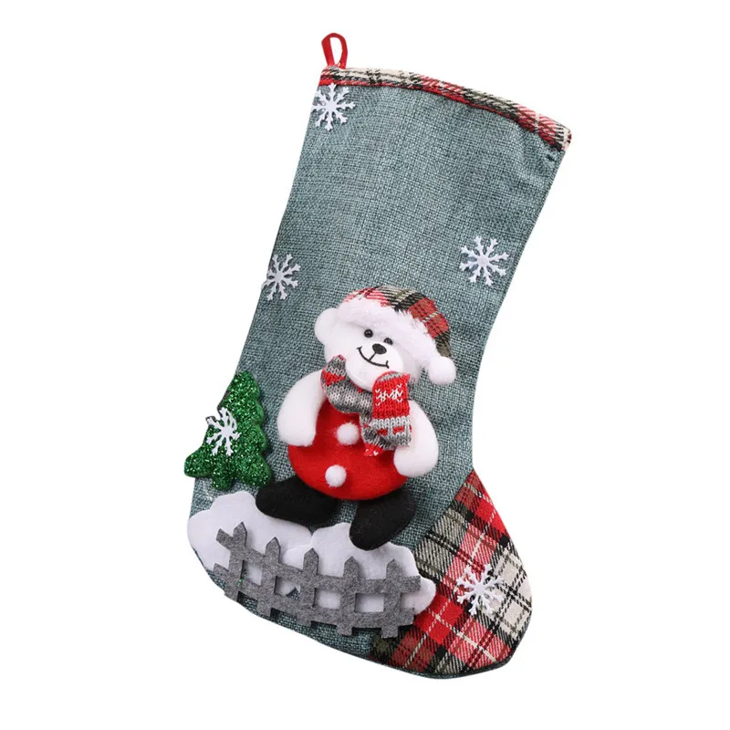 Рождественские чулки, носки с Санта-Клаусом, подарочные детские конфетные сумочки, Рождественское украшение для исполнения рождественского гимна, новогодние елочные украшения HX0920 - Цвет: C