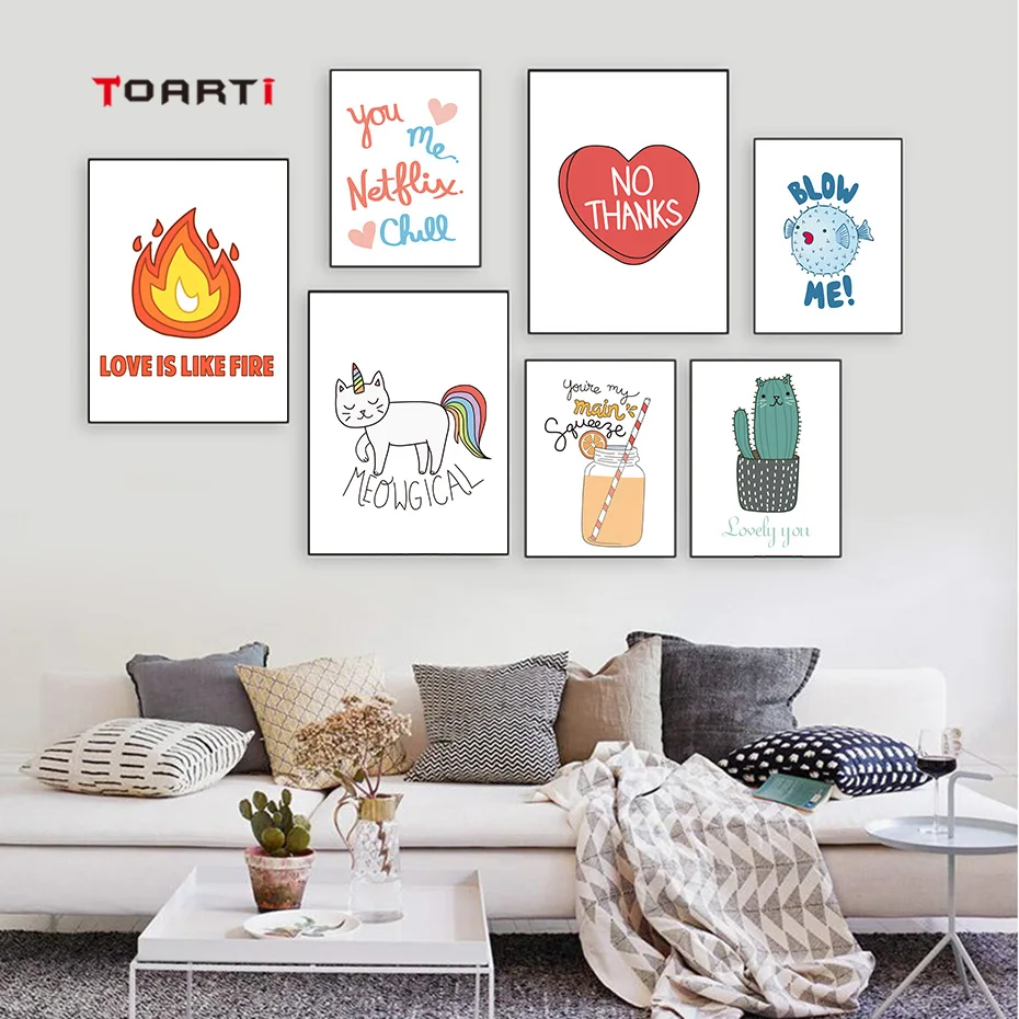 Creative Life Quotes Vintage Poster&Prints Colorful Cartoon Wall Art Canvas Painting Kids Room Home Decor Pictures Nursery Mural (1)