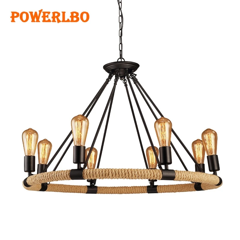 

chandelier industrial LED light with rope for living room, coffee shop