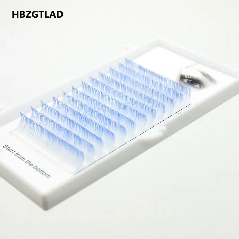 HBZGTLAD абсолютно новые ресницы C/D curl 0,07/0,1 мм 8-14 мм, накладные ресницы белого+ синего цвета, индивидуальные цветные ресницы, искусственные ресницы для наращивания