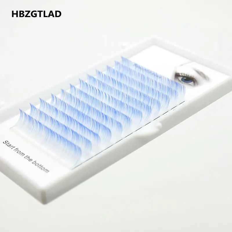 

HBZGTLAD Brand new C/D curl 0.07/0.1mm 8-14mm false lashes white+blue eyelash individual colored lashes Faux eyelash extensions