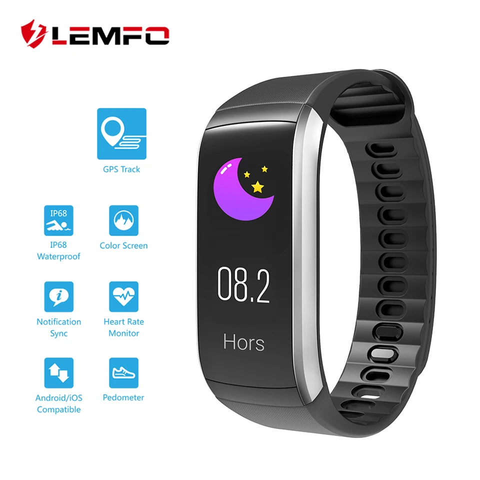 

LEMFO KR02 GPS Bracelet IP67 Waterproof Fitness Smart Band Heart Rate Monitor Activity Tracker Watch for IOS Android Phone