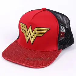 Wonder Woman Косплэй Кепки модные B-BOY Хип-хоп Snapback Hat Для женщин Для мужчин бренд Бейсбол Кепки Бесплатная Размеры