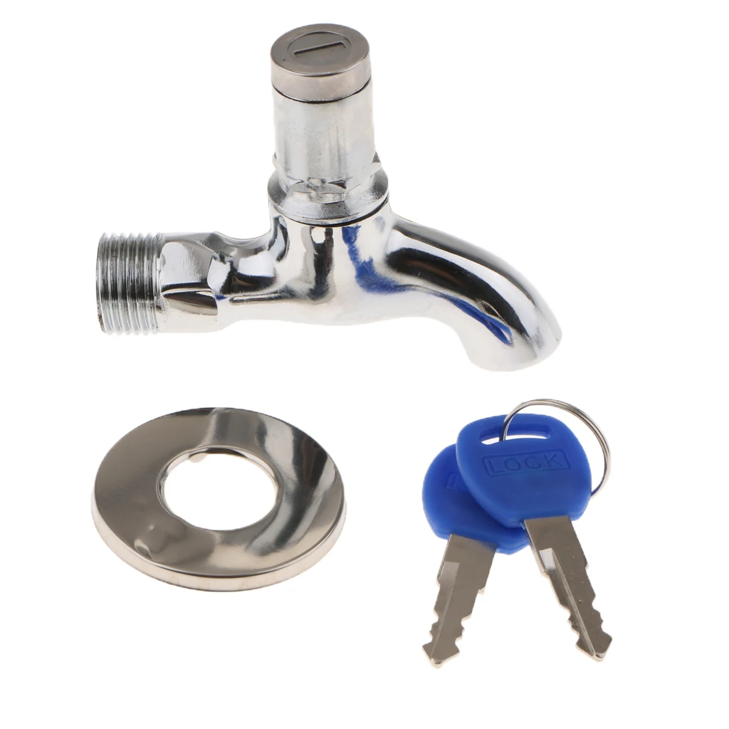

Alloy with Lock Faucet Outdoor Anti-Theft with Key Lock Cover Water Tap Household Outdoor Washing Machine Faucet