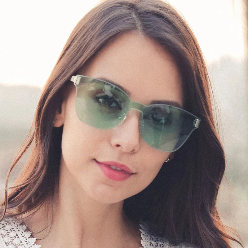 

Square Luxury Cat Eye Sunglasses Women Flat lens Rimless Sun Glasses Female UV400 Vintage Original Fashion Unisex Men Glasses