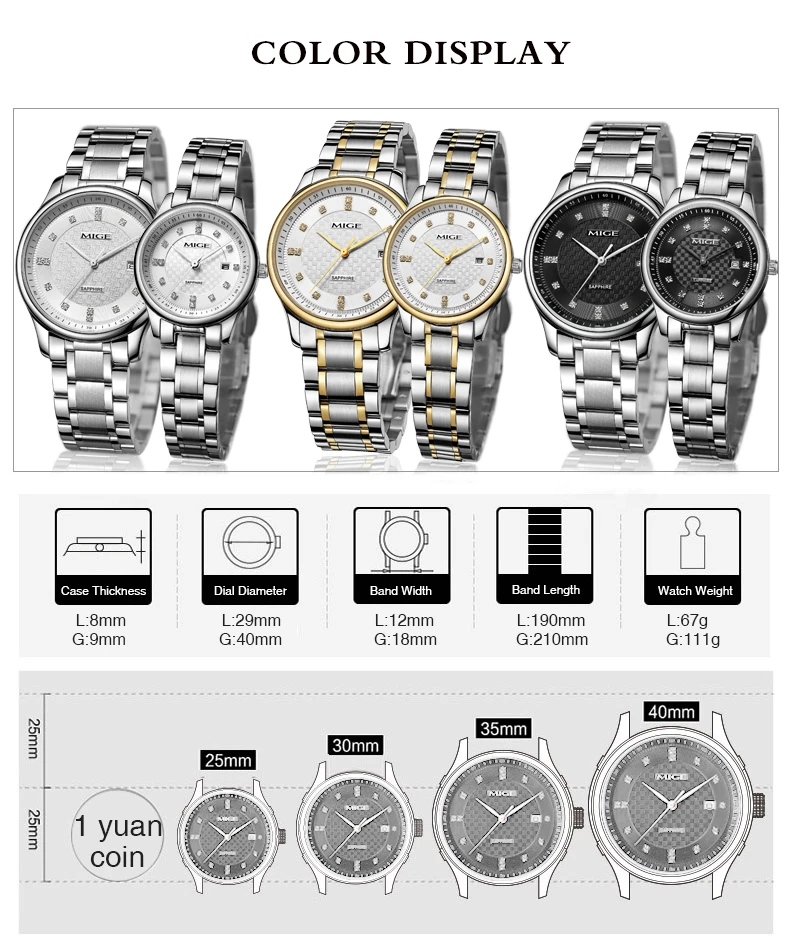 Color Display Lover Quartz Watches