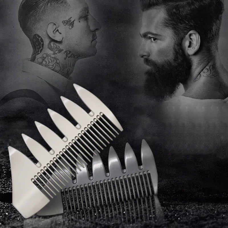 High Quality Wide Tooth Metal Beard Stainless Steel Hair Comb Double-sided Oil Head Barber P1 | Красота и здоровье