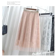 Новинка года; летняя стильная кружевная юбка средней длины в складку; модная юбка с эластичной резинкой на талии