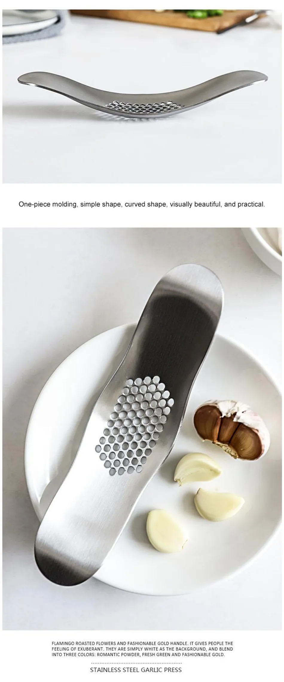 Kitchen Gadgets Stainless Steel Garlic Chopper Mincer Press Multi-function Swinging Garlic Press Cooking Fruit Vegetable Tools (7)