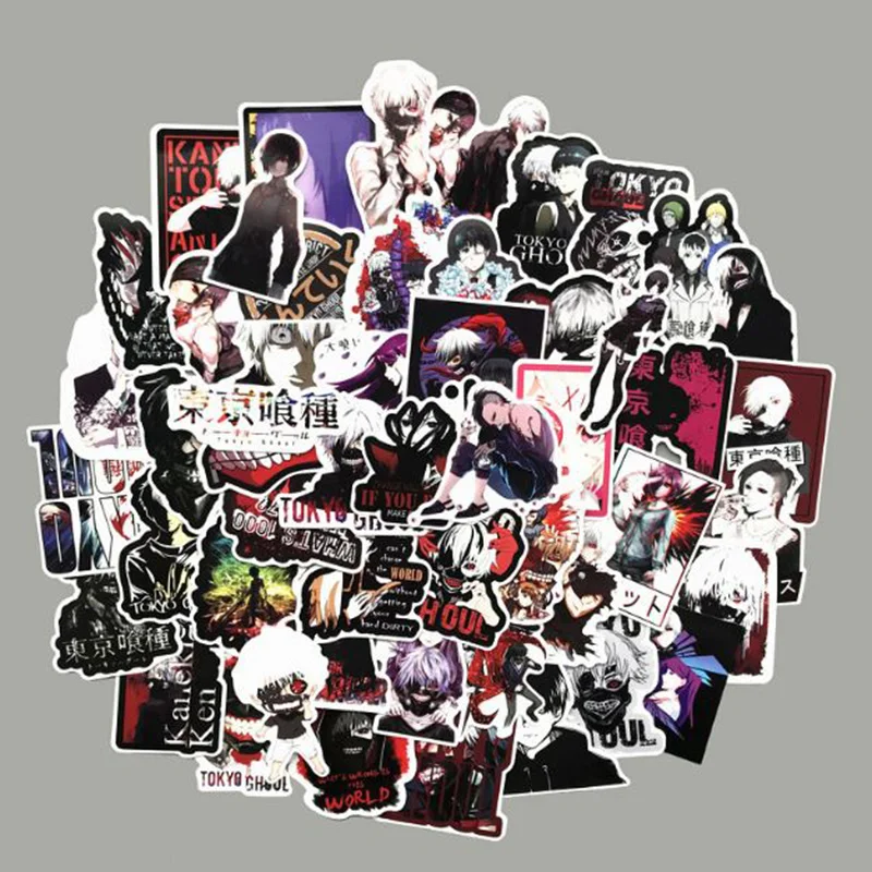 

50 Pcs/set Cute Anime Tokyo Ghoul Sticker Decal for Phone Car Laptop Suitcase Waterproof Stickers