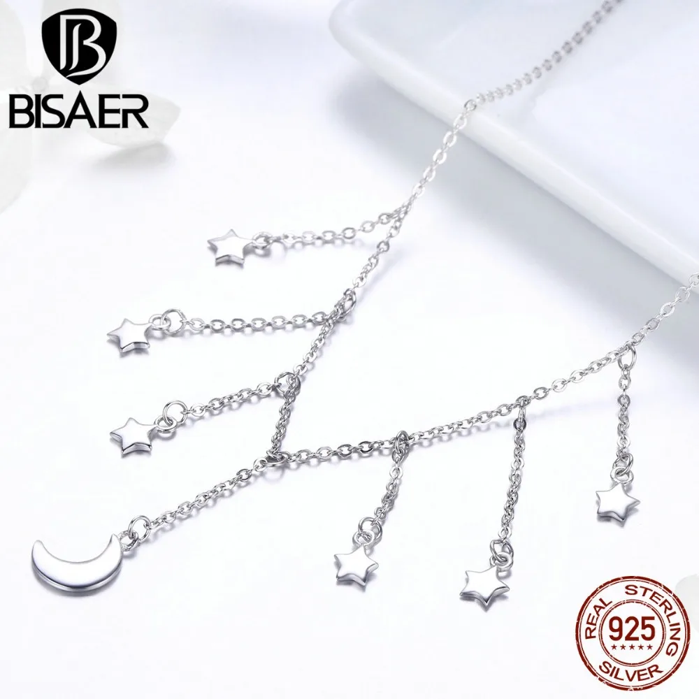 Женское Ожерелье чокер BISAER длинное ожерелье из серебра с кисточками и 925 пробы