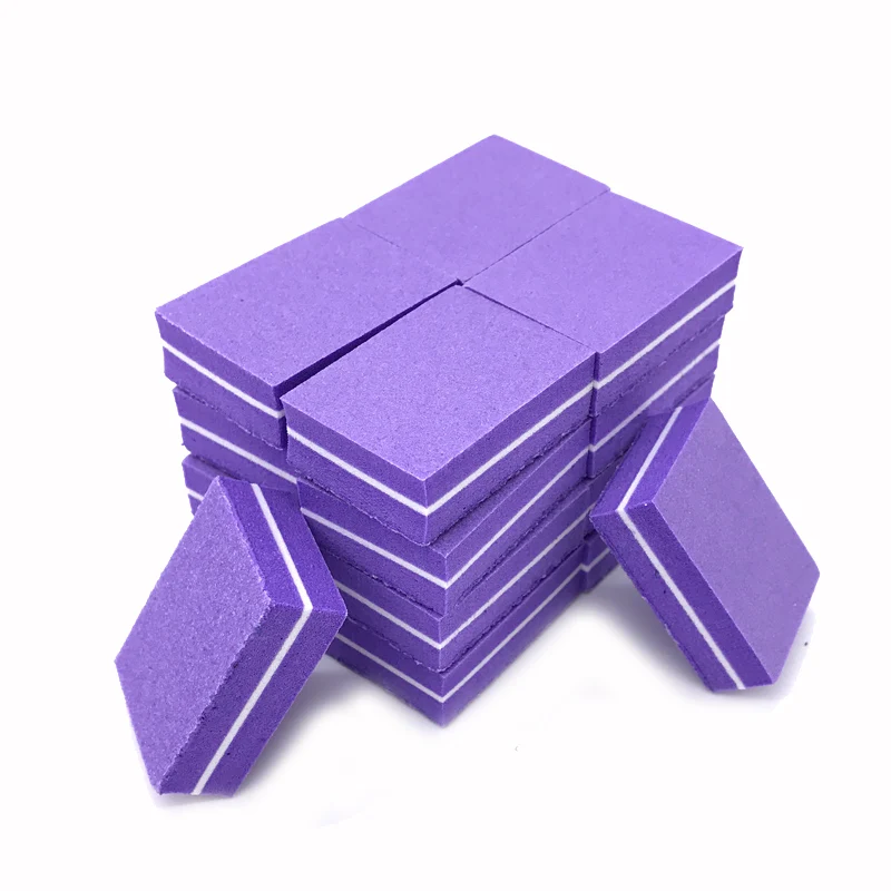 

50Pcs/Lot Professional Nail File 100/180 Nail Art Sanding Buffer Block Manicure Buffing Tools lima Purple Sponge Mini Nail Files