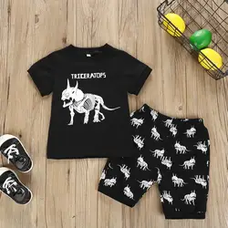 Летняя одежда для маленьких мальчиков футболка с принтом динозавра и шорты комплекты одежды для мальчиков-подростков летняя одежда для