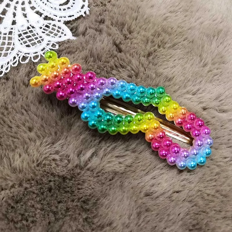 

2019 Korea candy Pearl Flower Hairpins Vintage Long Heart Barrettes Hair Clips Crystal Metal Hair Accessories Hairgrip