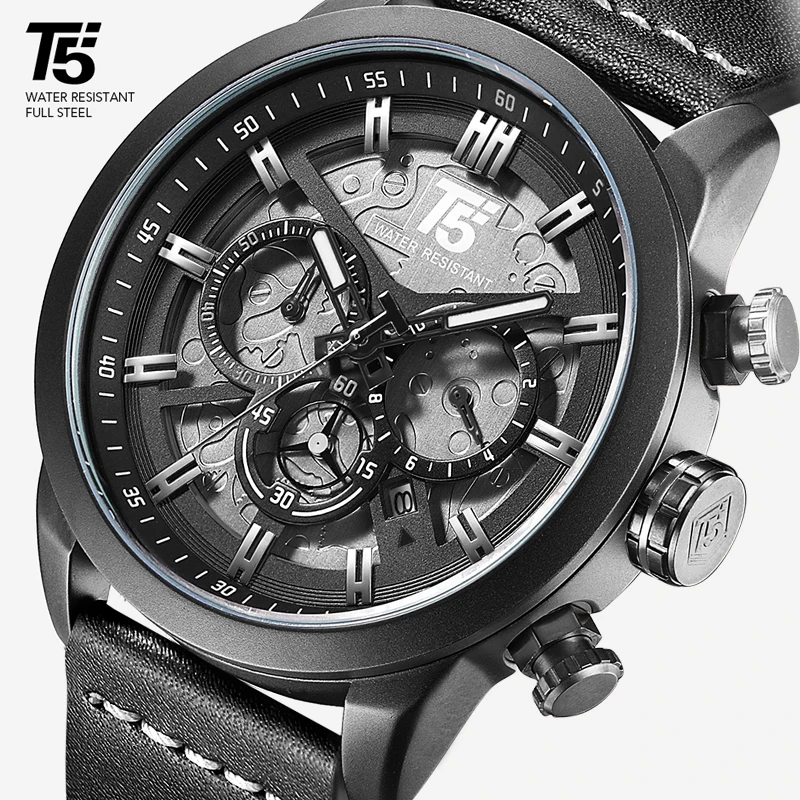  AAA T5 Brand Luxury Male Watch Man Military Quartz Sport Wrist Watch Men Chronograph Waterproof Men
