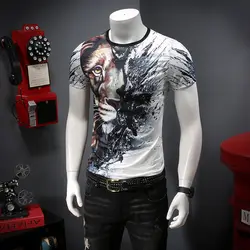 Новая летняя коллекция 2019 года, удобная мужская футболка с короткими рукавами и принтом из тенсела, с вырезами, C9019-P45