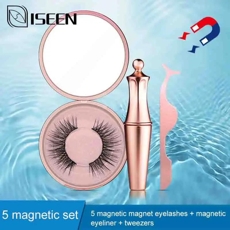 

Magnetic Eyelashes Natural False Eyelashes 5 Magnet Lashes Magnetic Liquid Eyeliner & Magnetic False Eyelashes & Tweezer Set