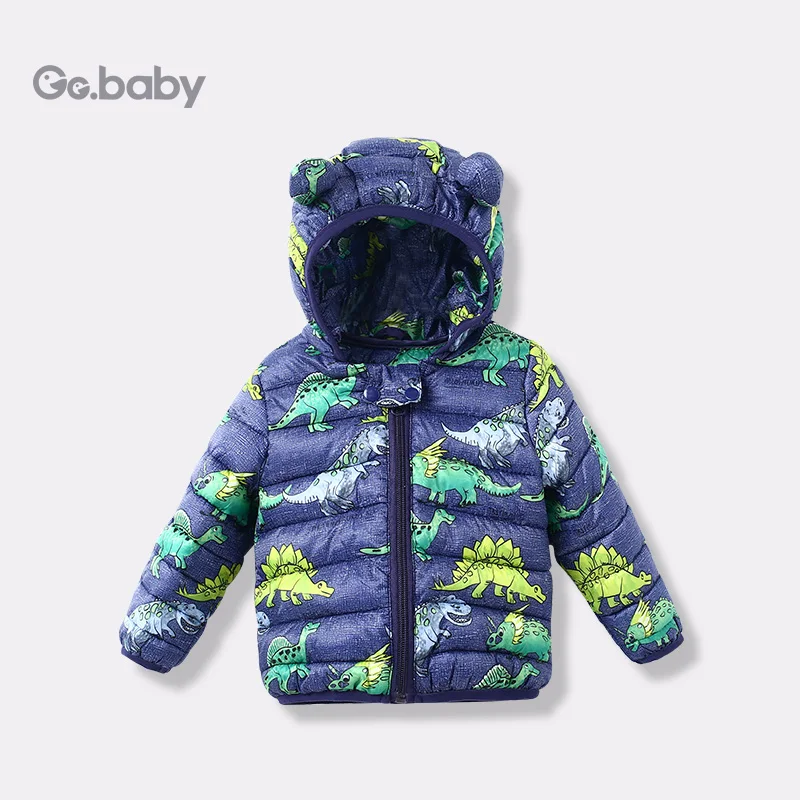 

Jackets For Boys Hooded Zipper Dinosaur Warm Cotton Polyester Winter Coat For Girls Snowsuit Childrens' Jacket Outerwear For Boy