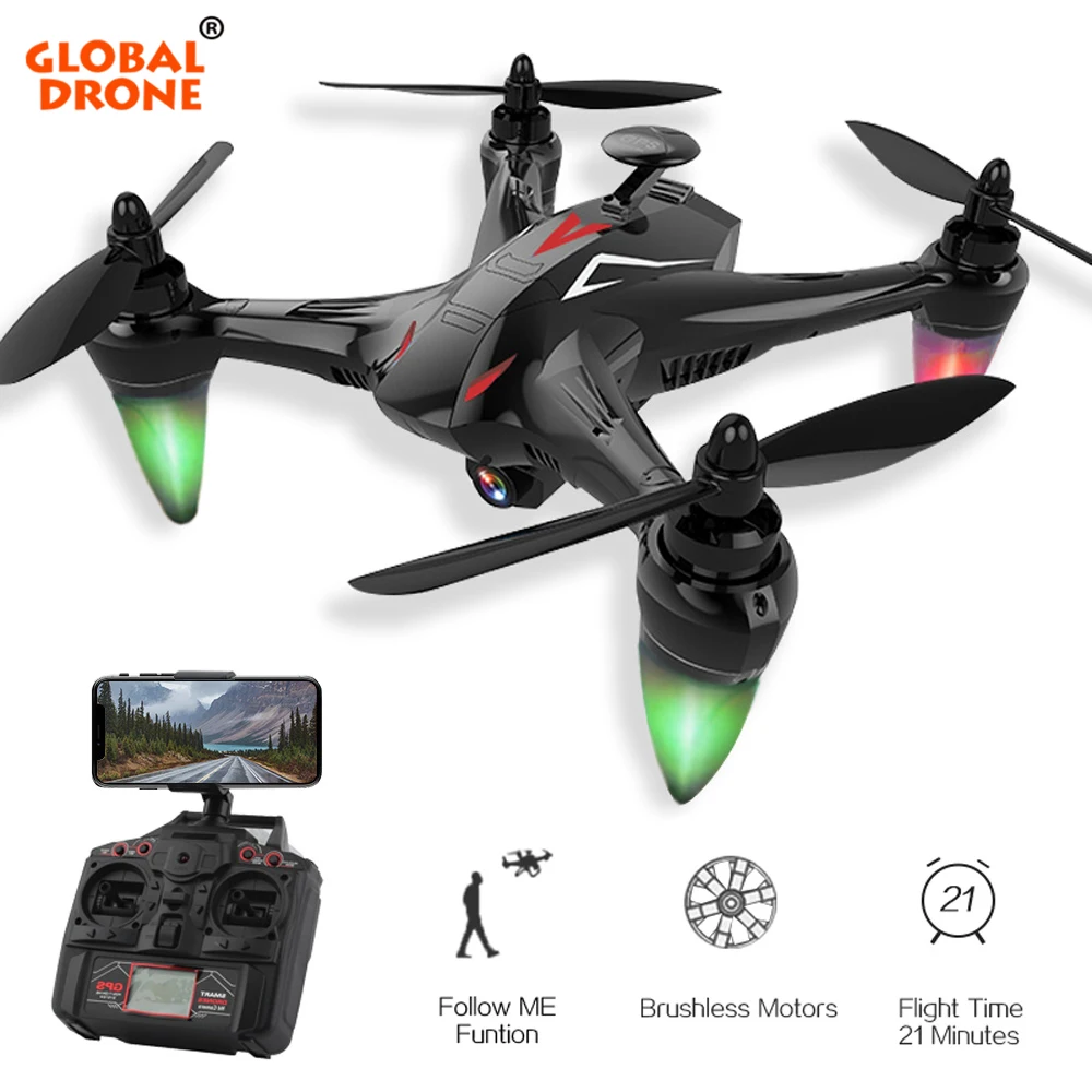 

Global Drone GW198 RC Quadcopter with 1080P HD 5G WiFi FPV Camera Brushless Drone Follow Me GPS Quadrocopter VS H501S X183