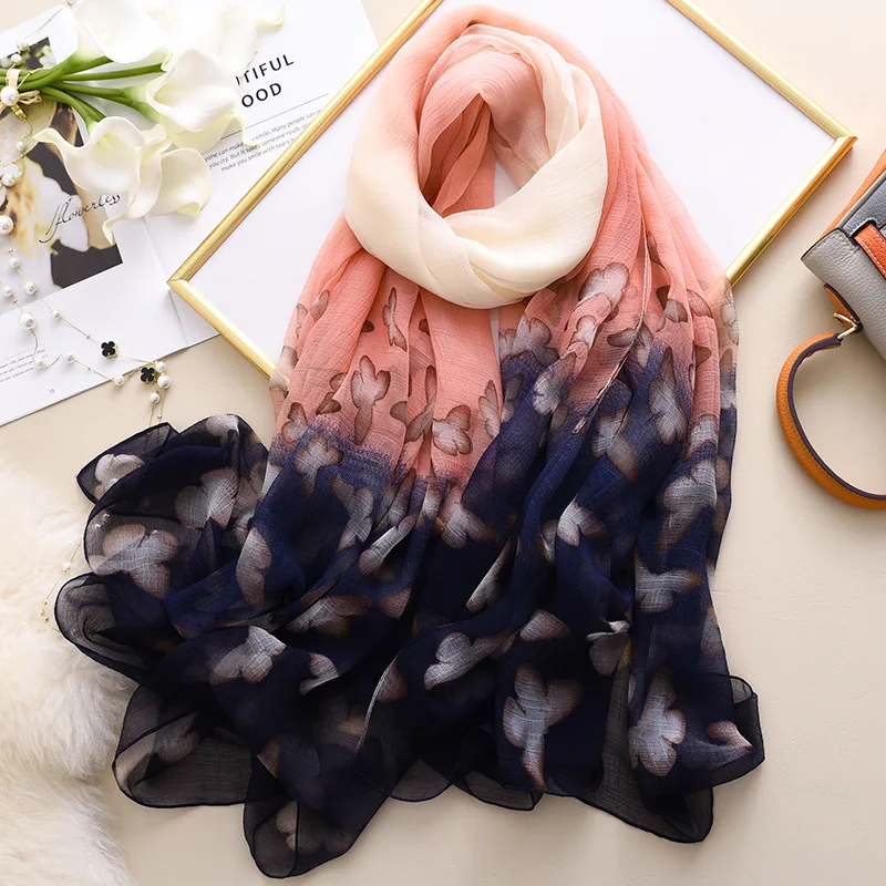

2019 best sell summer elegant women silk scarf fashion print large size ladies shawls and wraps pashmina scarves beach hijabs