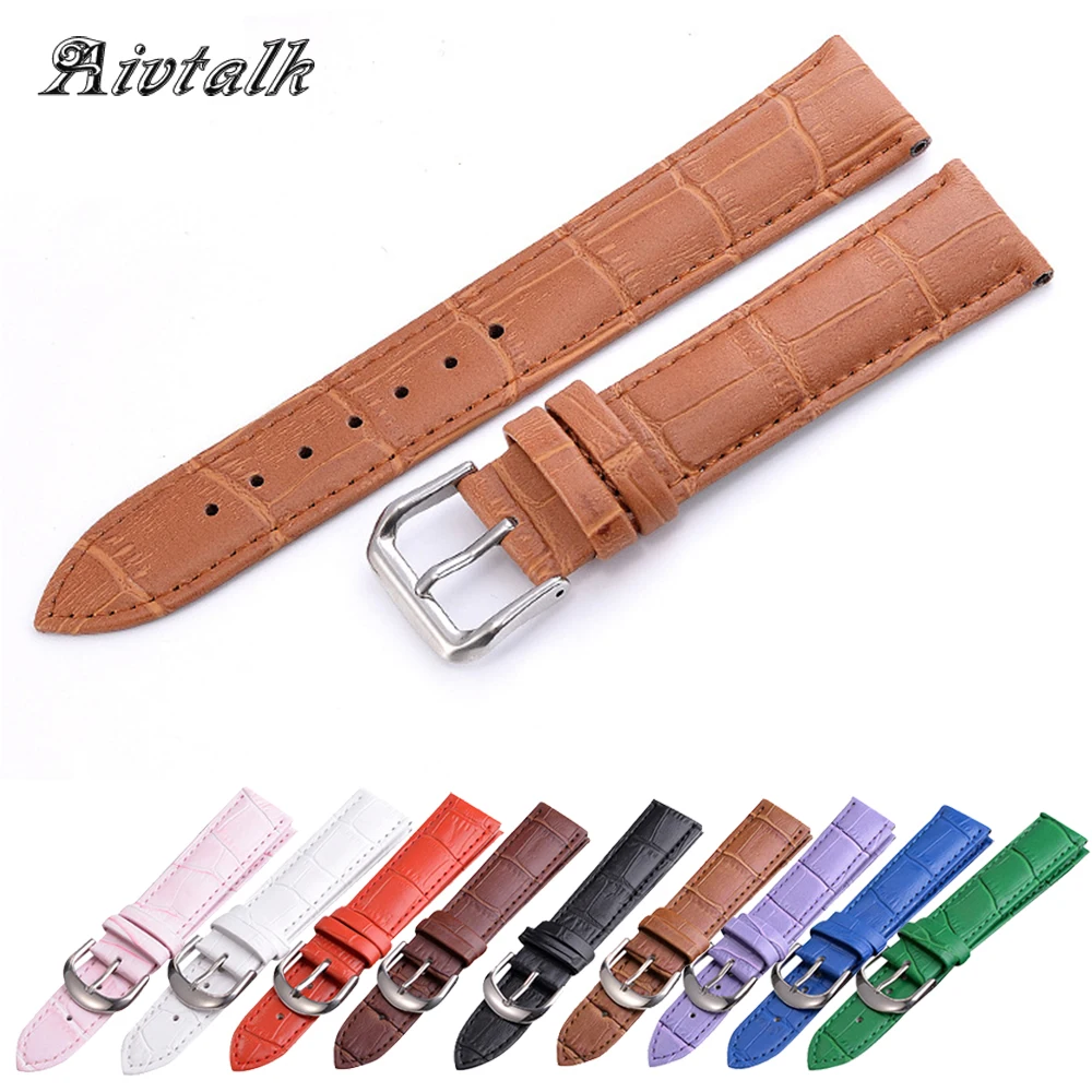 

Pin Clasp Leather Watches Band Strap 12 14 16 18 20 22 mm Brown Pink White Black Blue Khaki Woman Man Watchbands Watch Belts