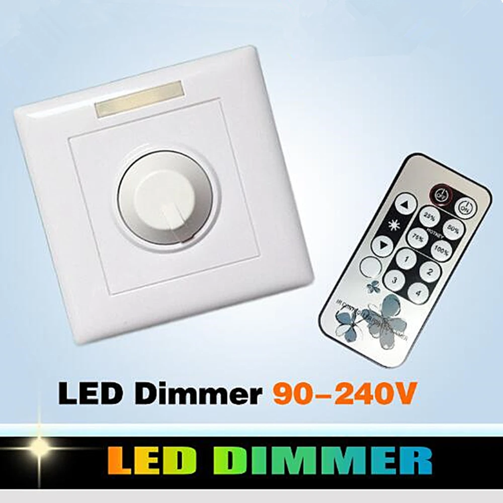 200W LED Dimmer 90 240V White IR Knob Switch Wireless Remote Control