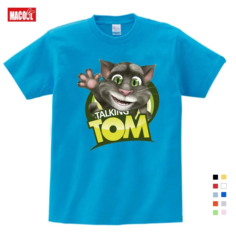 The Children's Favourite Online Games Can Talking Tom Cat Prints Child Summer Shirt Cat Tom and His Friends Cartoon Costumes 5T - Color: T-shirt