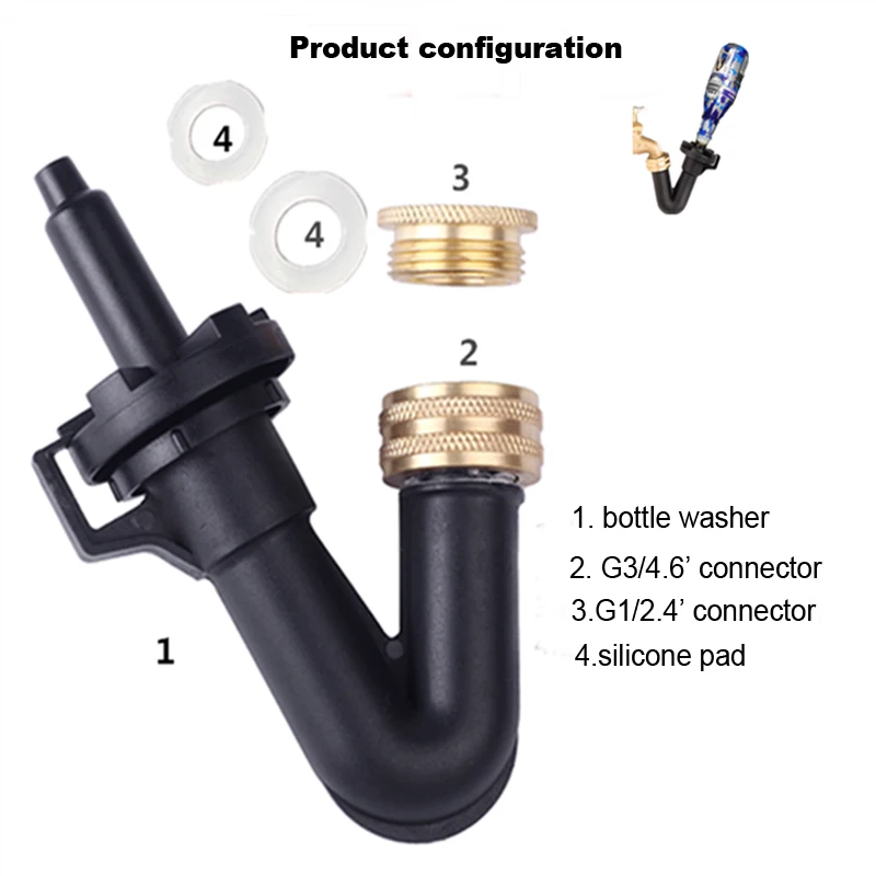 Домашний пивоваренный пивной бутылки вина стиральная машина промывка с кухонный кран адаптер для домашнего пивоварения